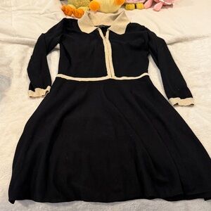 Elegant Black and Gold Long Sleeve Womens Dress